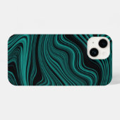 Abstraktion von Black & Emerald Wavy iPhone Hülle (Rückseite (Horizontal))