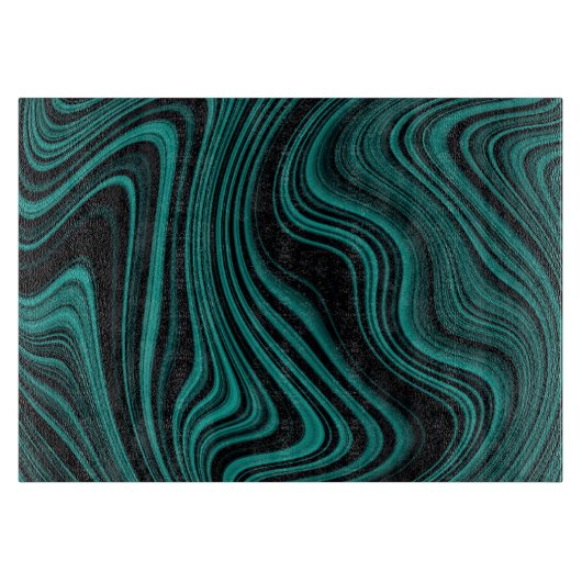 Abstraktion von Black & Emerald Wavy Schneidebrett (Vorderseite)