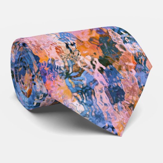 Abstraktion von blauem und orangefarbenem Wasser Krawatte (Gerollt)