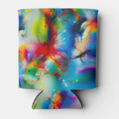 Abstraktion von Blaugelb-grüner Wasserfarbe Dosenkühler (Vorderseite)