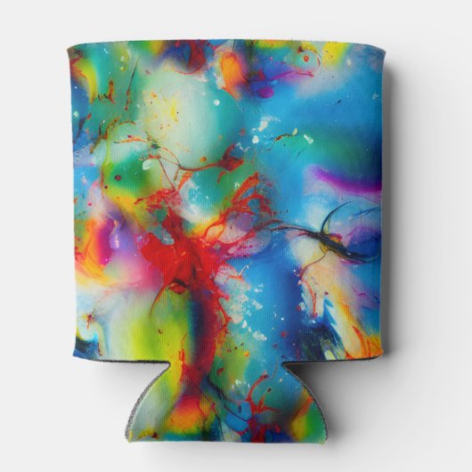 Abstraktion von Blaugelb-grüner Wasserfarbe Dosenkühler (Rückseite)