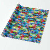 Abstraktion von Blaugelb-grüner Wasserfarbe Geschenkpapier (Ungerollt)