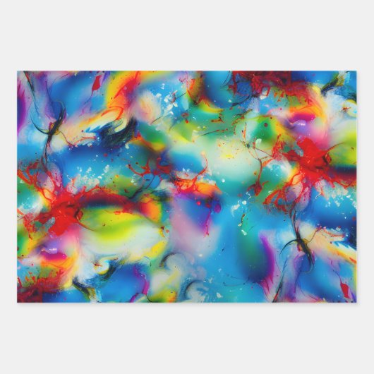 Abstraktion von Blaugelb-grüner Wasserfarbe Geschenkpapier Set (Vorderseite 3)