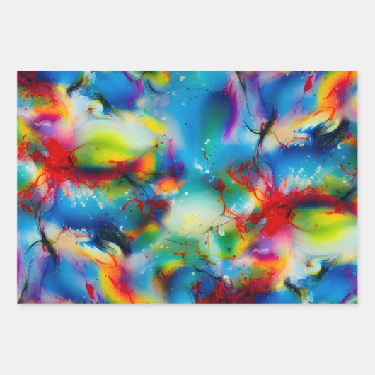 Abstraktion von Blaugelb-grüner Wasserfarbe Geschenkpapier Set (Vorderseite 2)