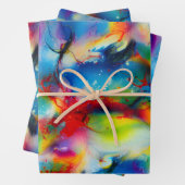 Abstraktion von Blaugelb-grüner Wasserfarbe Geschenkpapier Set (Beispiel)