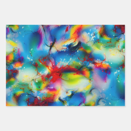 Abstraktion von Blaugelb-grüner Wasserfarbe Geschenkpapier Set (Vorderseite)