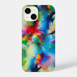 Abstraktion von Blaugelb-grüner Wasserfarbe iPhone 14 Hülle