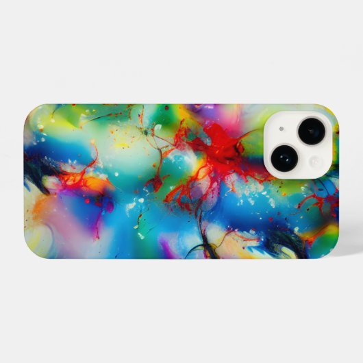 Abstraktion von Blaugelb-grüner Wasserfarbe iPhone Hülle (Rückseite (Horizontal))