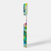 Abstraktion von Blaugelb-grüner Wasserfarbe iPhone Hülle (Rechte Seite)