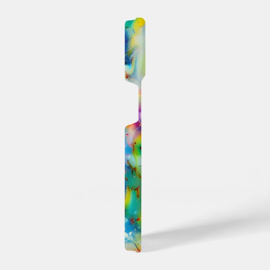 Abstraktion von Blaugelb-grüner Wasserfarbe iPhone Hülle (Rechte Seite)