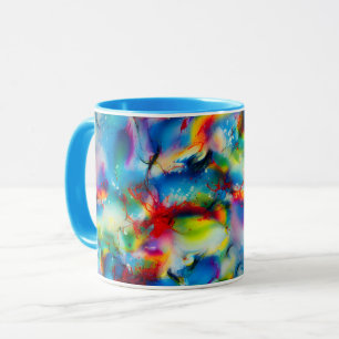 Abstraktion von Blaugelb-grüner Wasserfarbe Tasse