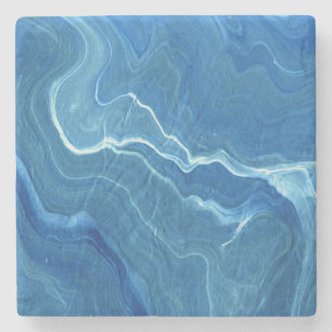 Abstraktion von Blue Agate Marble Steinuntersetzer