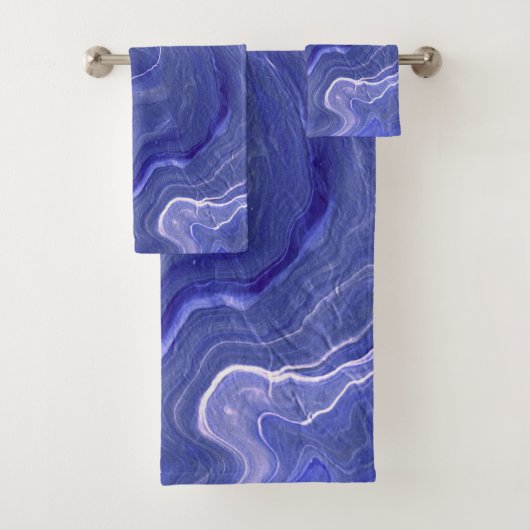 Abstraktion von Indigo Violet Agate Badhandtuch Set (Insitu)