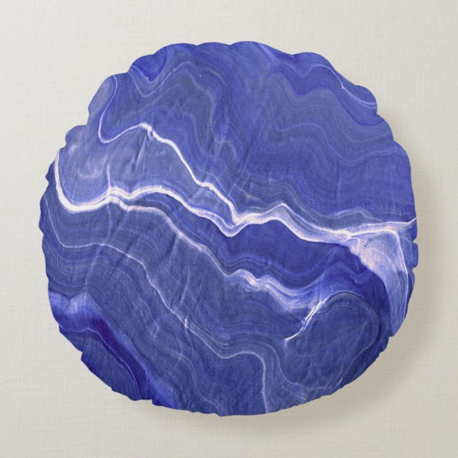 Abstraktion von Indigo Violet Agate Rundes Kissen (Vorderseite)