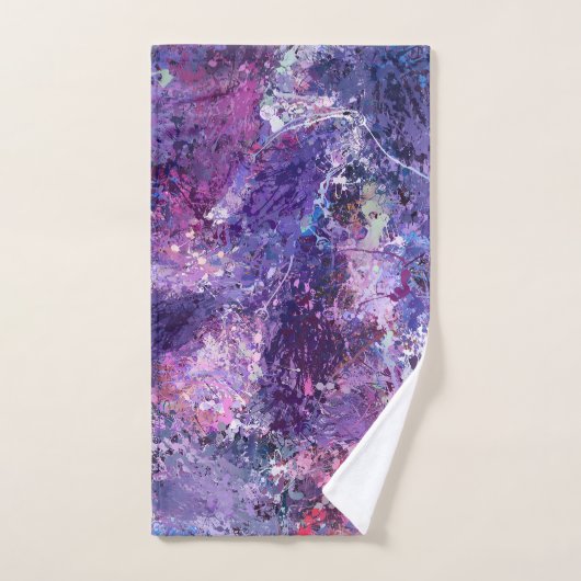 Abstraktion von Violettropfen Badhandtuch Set (Handtuch)
