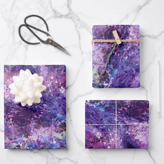 Abstraktion von Violettropfen Geschenkpapier Set (Vorderseite)