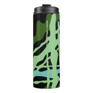 Abstraktrana Bold Grün und Schwarz Thermosbecher