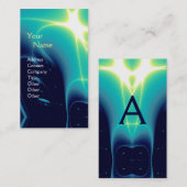ABSTRAT AQUAMARIN, AQUA BLUE LIGHT WAVAVES MONOGRA VISITENKARTE (Vorne/Hinten)