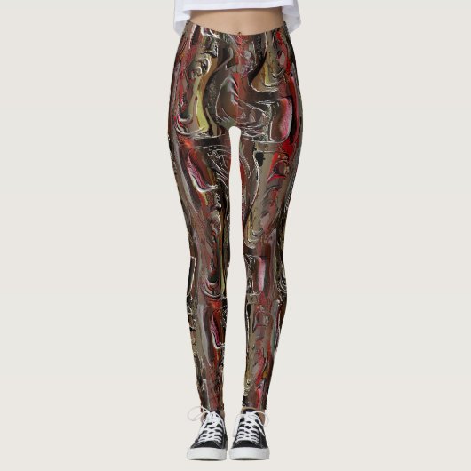 Abstrato entalhado em mogno e vermelho escuro leggings (Vorderseite)