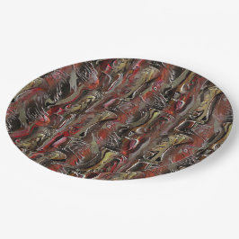 Abstrato entalhado em mogno e vermelho escuro pappteller