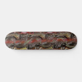 Abstrato entalhado em mogno e vermelho escuro skateboard (Horizontal)