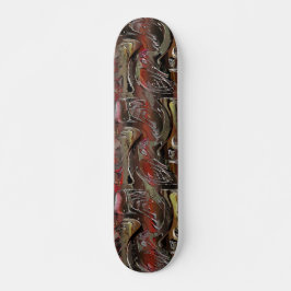 Abstrato entalhado em mogno e vermelho escuro skateboard