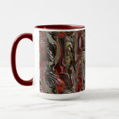 Abstrato entalhado em mogno e vermelho escuro tasse (Links)