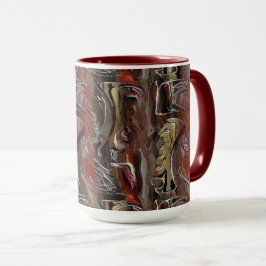 Abstrato entalhado em mogno e vermelho escuro tasse