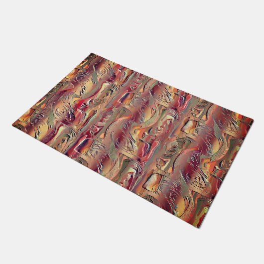 Abstrato entalhado em salmão e vermelho gradiente fußmatte (Schrägansicht)