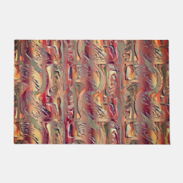 Abstrato entalhado em salmão e vermelho gradiente fußmatte