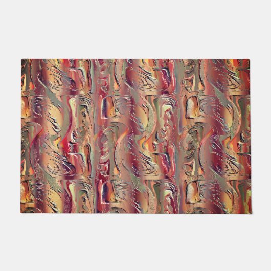 Abstrato entalhado em salmão e vermelho gradiente fußmatte (Vorderseite)