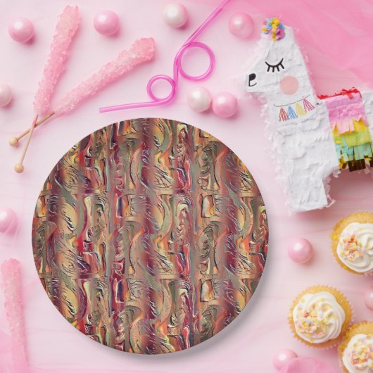 Abstrato entalhado em salmão e vermelho gradiente pappteller (Party)