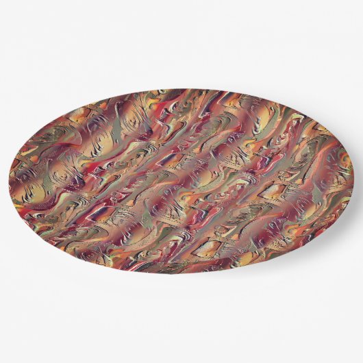 Abstrato entalhado em salmão e vermelho gradiente pappteller (Schrägansicht)