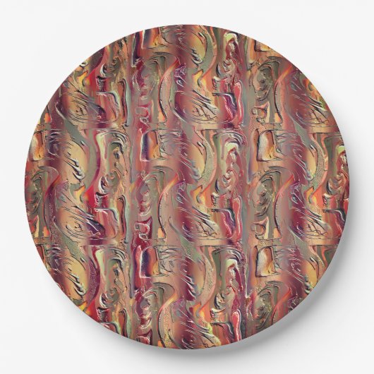 Abstrato entalhado em salmão e vermelho gradiente pappteller (Vorderseite)