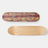 Abstrato entalhado em salmão e vermelho gradiente skateboard (Horizontal)