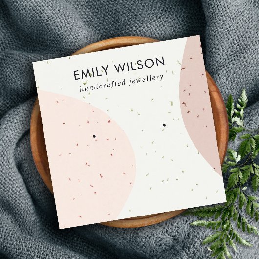 ABSTRCT KERAMIK BLUSH WAVE STUD EARRING DISPLAY QUADRATISCHE VISITENKARTE
