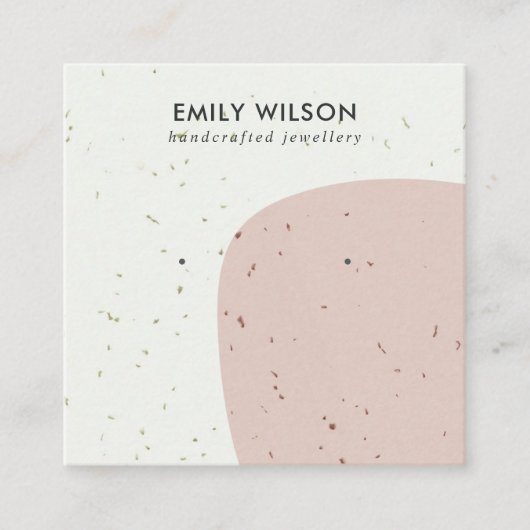 ABSTRCT-KERAMIK PEACH PINK STUD-EARRING-ANZEIGE QUADRATISCHE VISITENKARTE (Vorderseite)