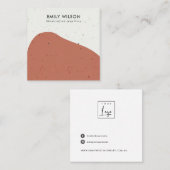 ABSTRCT TERRACOTTA RUST STUD EARRING DISPLAY QUADRATISCHE VISITENKARTE (Vorne/Hinten)