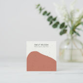 ABSTRCT TERRACOTTA RUST STUD EARRING DISPLAY QUADRATISCHE VISITENKARTE (Stehend Vorderseite)