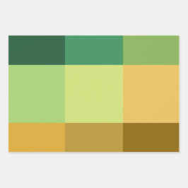 ABSTUFUNGEN VON GRÜN ORANGE BRAUN GEOMETRISCHE MUS GESCHENKPAPIER SET