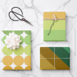 ABSTUFUNGEN VON GRÜN ORANGE BRAUN GEOMETRISCHE MUS GESCHENKPAPIER SET