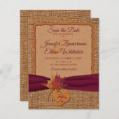 Absturz der Liebe Burlap, Blätter Hochzeit Save th (Vorne/Hinten)