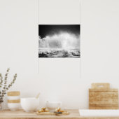 Absturz der Welle des Schwarzen und Weißen Ozeans Poster (Küche)