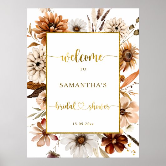 Absturz des Gold Flora Brautparty Begrüßungszeiche Poster (Vorne)