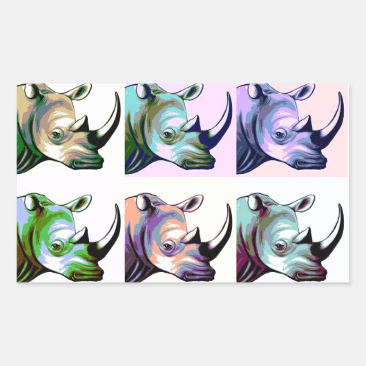 Absturz des Pops Rhinos Art Rechteckiger Aufkleber (Vorderseite)