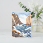 Absturz von Meereswellen | Strandbäder Postkarte (Stehend Vorderseite)