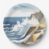 Abstürze | Rocky Coastal Shore Wasserfarbe Pappteller (Vorderseite)