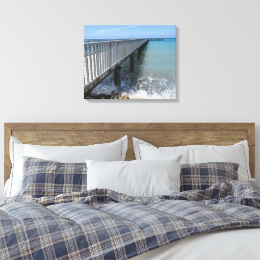 Abstürzen von Wellen auf Wharf-Design Leinwanddruck (Insitu (Schlafzimmer))