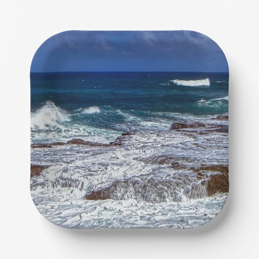 Absturzwellen auf der Rockpapierplatte Pappteller (Vorderseite)