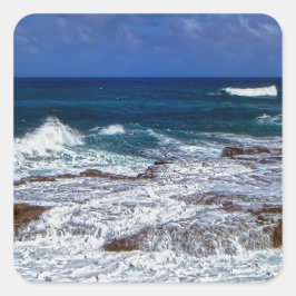 Absturzwellen auf Rocks-Quadrat-Aufkleber Quadratischer Aufkleber